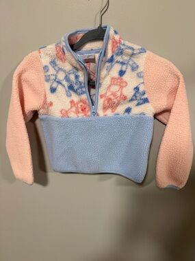 Bluey Fleece Pullover Girls Size S 6/7 Pink Blue 1/4 Zip Cozy Warm